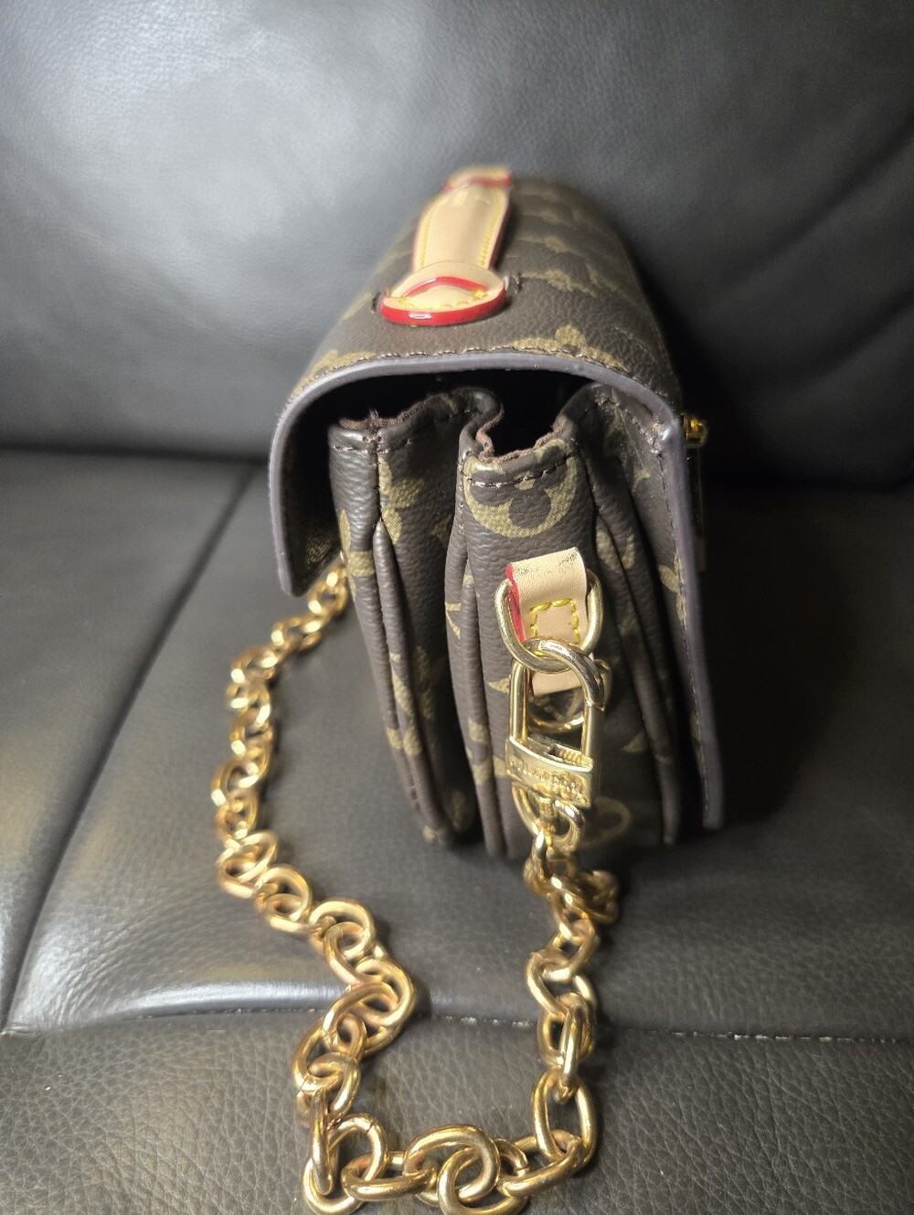 Monogram Canvas Crossbody with Gold Chain - Picture 2 of 5